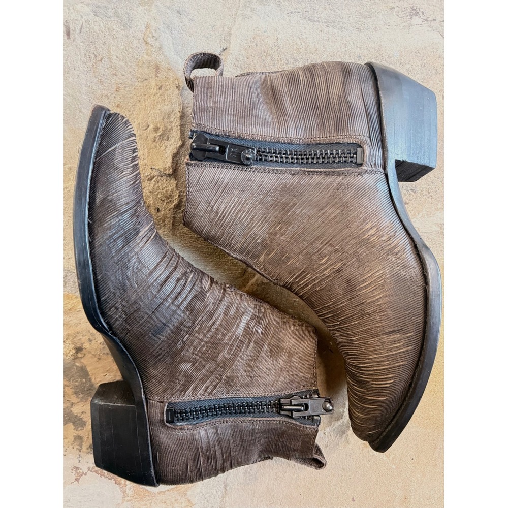 Frye Sacha Demi Zip Booties Women 7.5 B Metallic Brown‎ Double Zip Ankle Boots